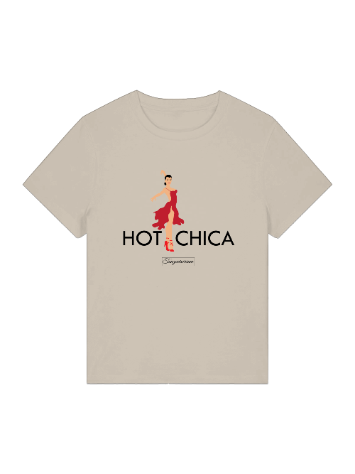 Hot Chica dance T-shirt for women for party, dance studio, street look, as a gift idea