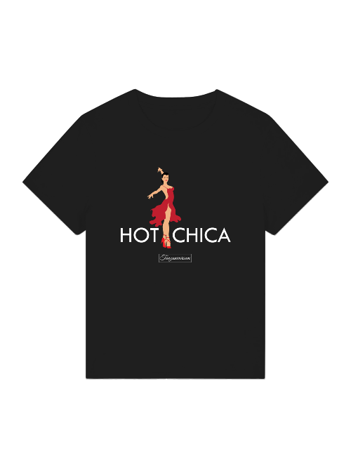 Hot Chica dance T-shirt for women for party, dance studio, street look, as a gift idea