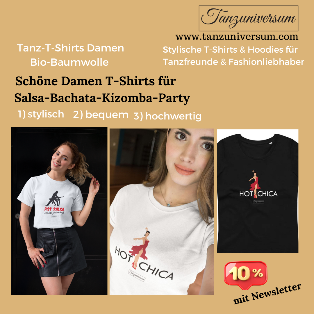 Anziehend sein mit Tanz-T-Shirts Damen für Salsa-Bachata-Kizomba-Partys