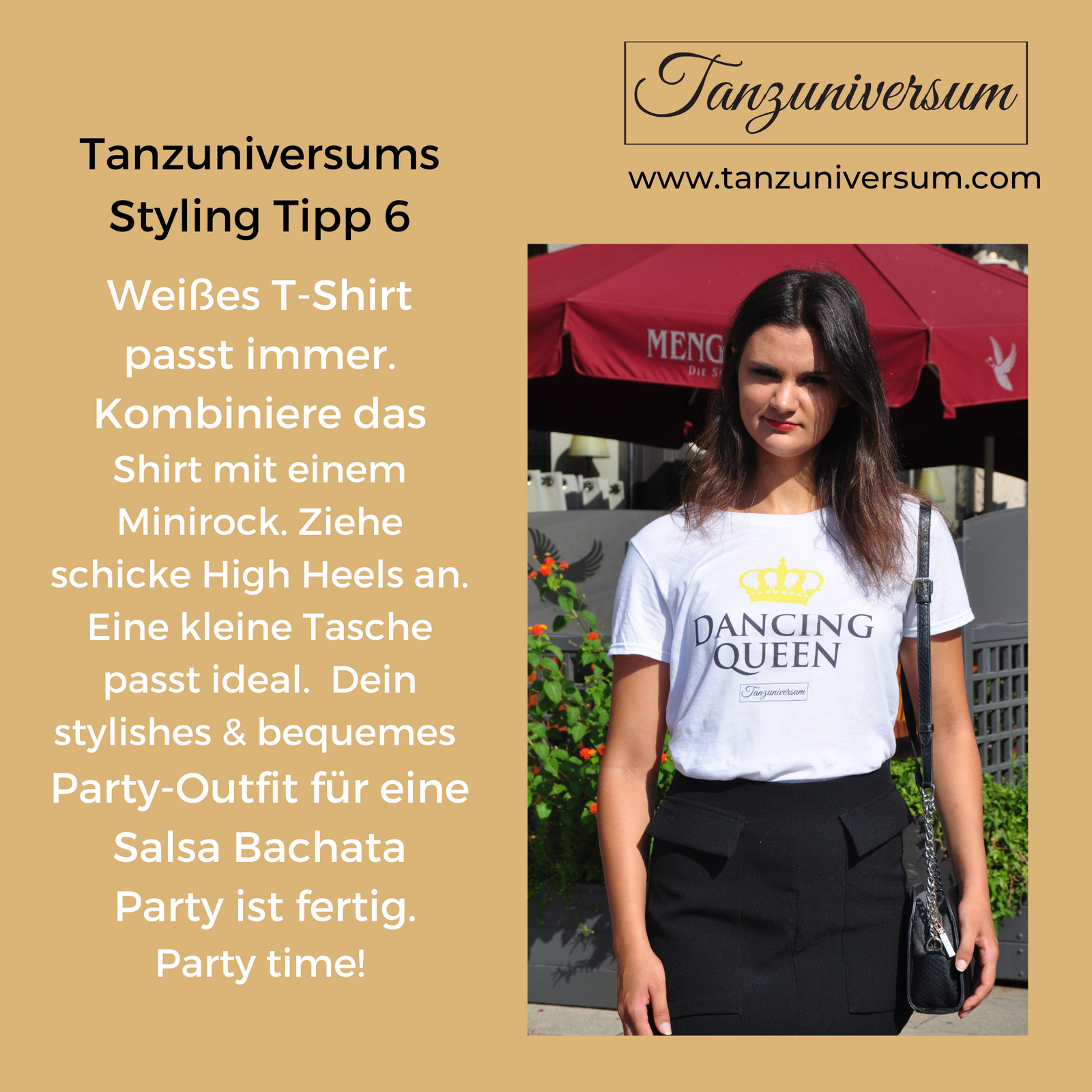 Weißes T-Shirt Damen Dancing Queen für stylishe Party-Outfits