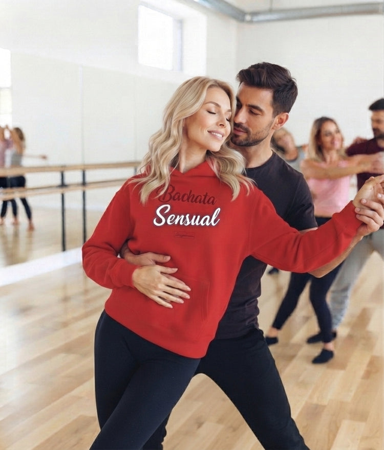 Bachata Sensual Tanz-Hoodie Damen mit modernem Tanzdesign als Weihnachtsgeschenk für Tänzerinnen, Bachata-Liebhaberinnen und Social-Dance-Fans.