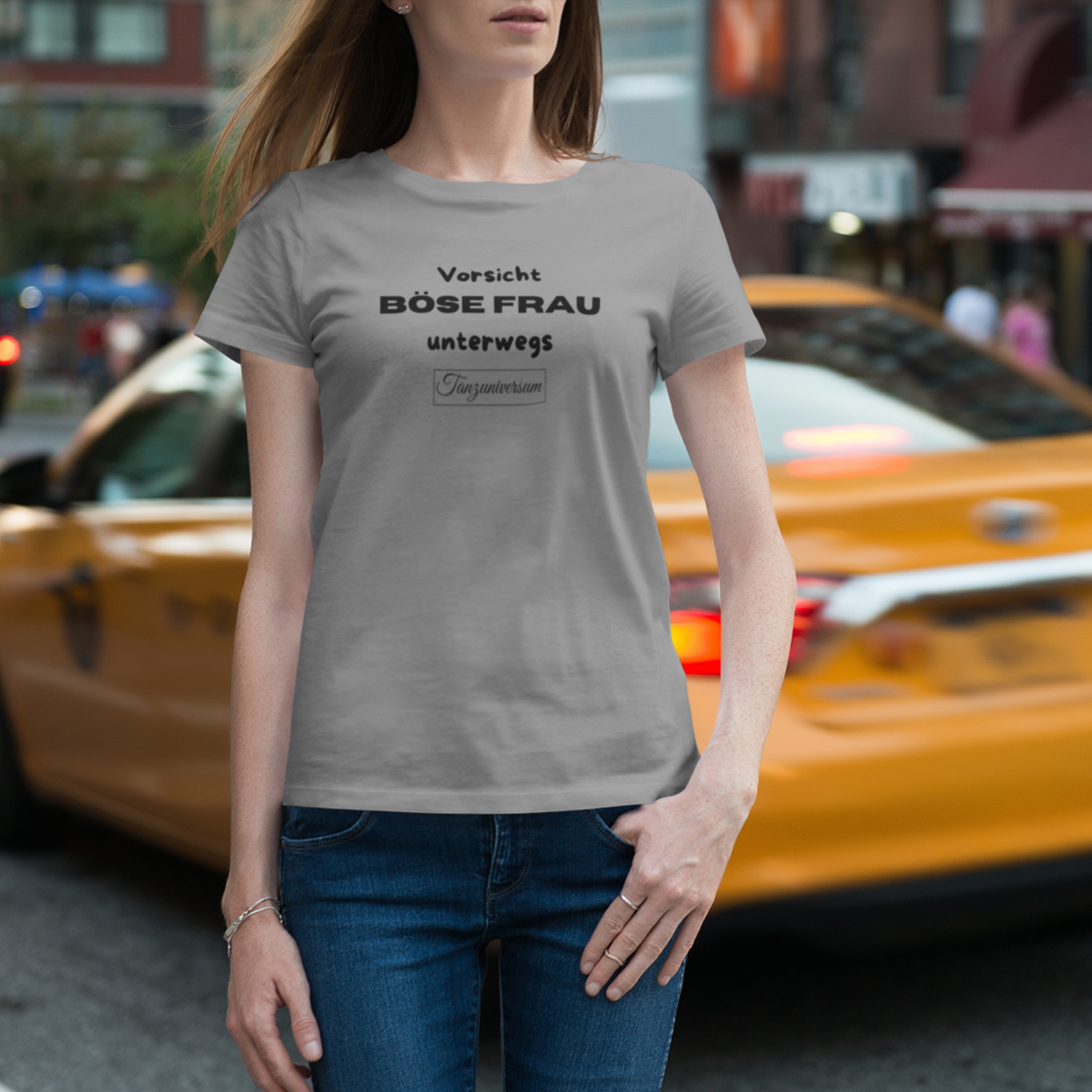 Böse Frau unterwegs t-shirt für Damen als lustiges Geschenk für Freundin, Schwester oder Kollegin.