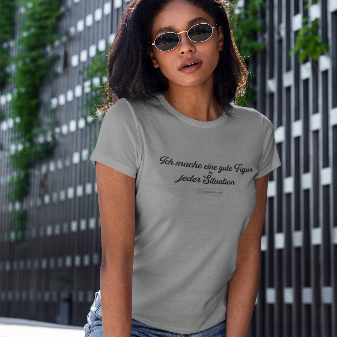 Gute Figur Party-T-Shirt Damen für Salsa, Bachata und Kizomba mit stylischem Design.