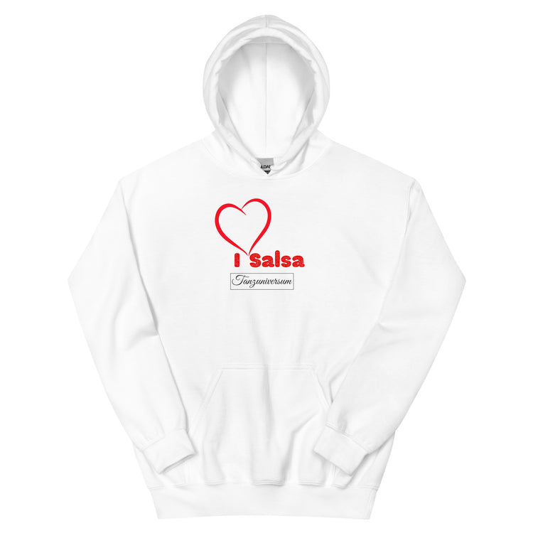 I Love Salsa Tanz-Hoodie Damen Schwarz als vielseitiges Tanzoutfit für Social Dance, Tanzschule, Training und Weihnachten.