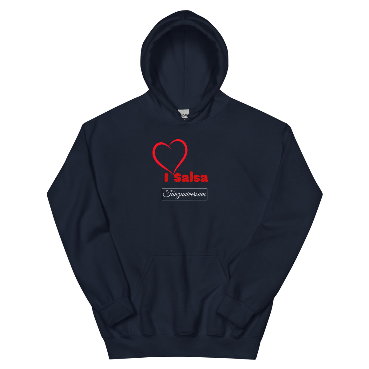 I Love Salsa Tanz Kapuzenpullover Damen Schwarz als stylisches Tanzoutfit für Training, Tanzschule und Tanzkurs.