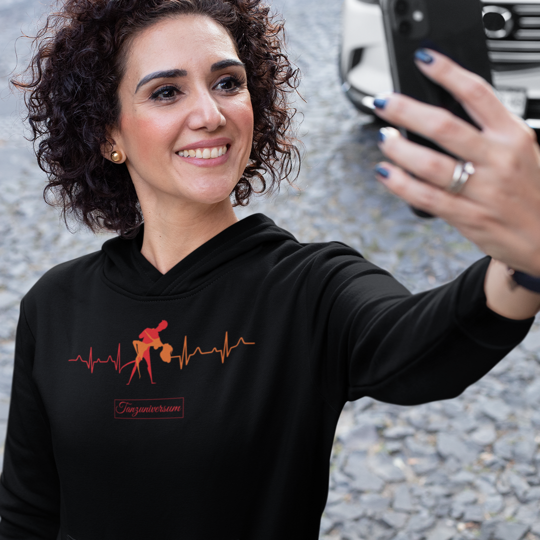 Herzschlag Tanz-Hoodie Damen mit ausdrucksstarkem Tanzmotiv als Geschenkidee für Tänzerinnen.