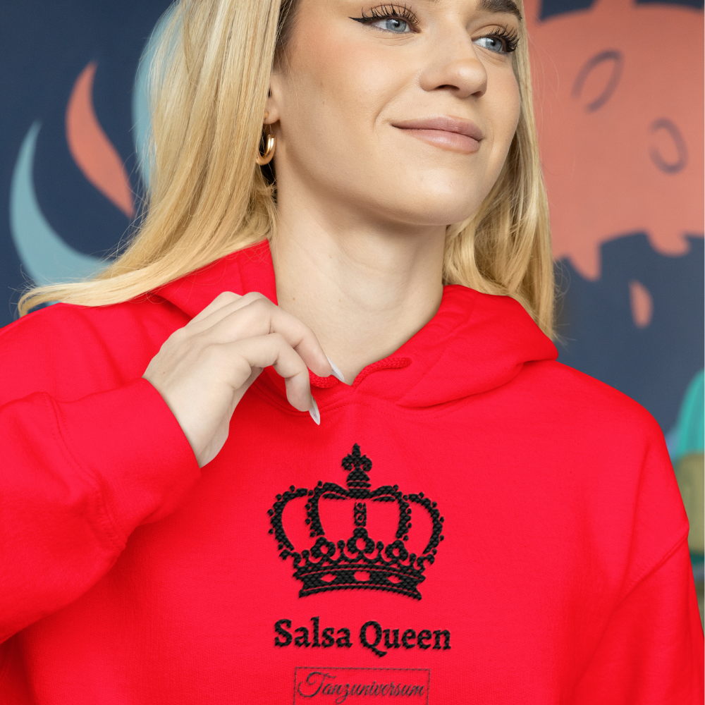 Salsa Queen Hoodie Damen mit stylischem Tanzmotiv als originelle Geschenkidee für Salsa-Liebhaberinnen.