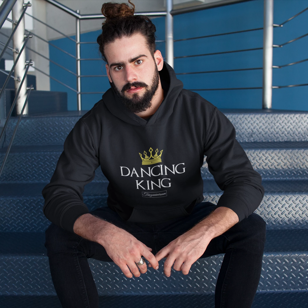 Dancing King Hoodie Herren mit ausdrucksstarkem Tanzmotiv als originelle Geschenkidee zu Weihnachten  für Tänzer, Dance-Fans und Tanzliebhaber.